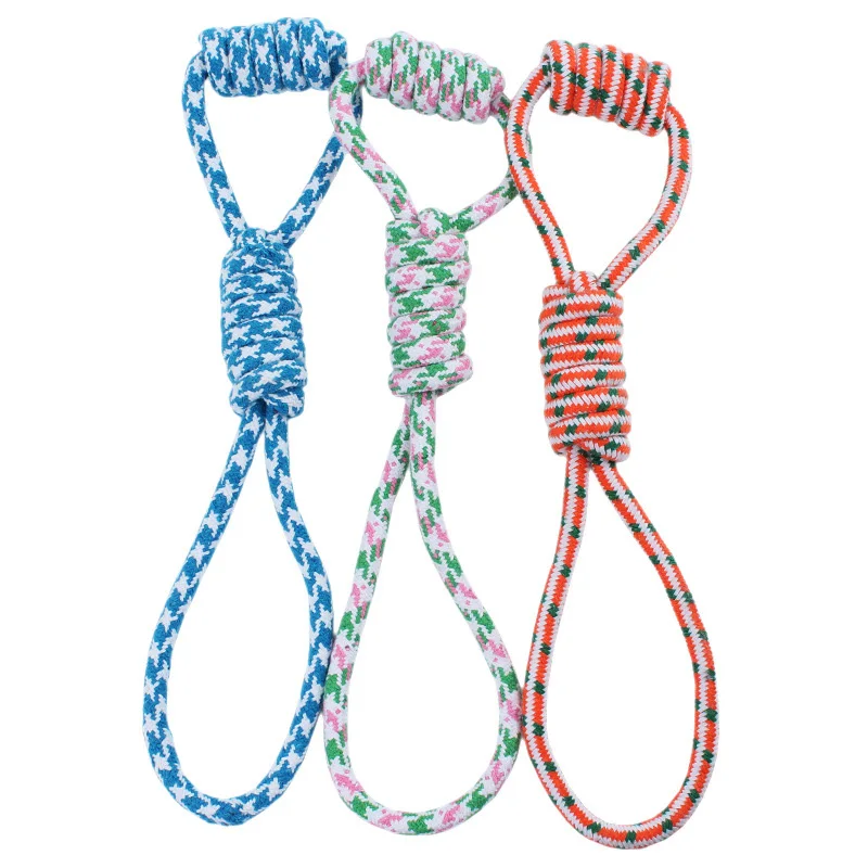 Random 1PC Knot Tug Dog Toys Cotton Rope Interactive Play Puppy Chew Toys 38cm - Цвет: Random