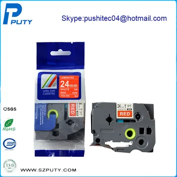

NEW 3pcs/lot 24mm White on Red TZe-455 Compatible Laminated Label Tape TZe455 For Ptouch Label Machine