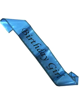

10pcs/lot Birthday Party Decoration Birthday Party Sash blue double Satin Sash With black write birthday girl