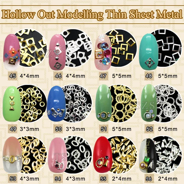 150pcs/lot Metal Slices Nail art Gold silver Decoration Decal Craft 3D DIY Sticker Ultra Thin