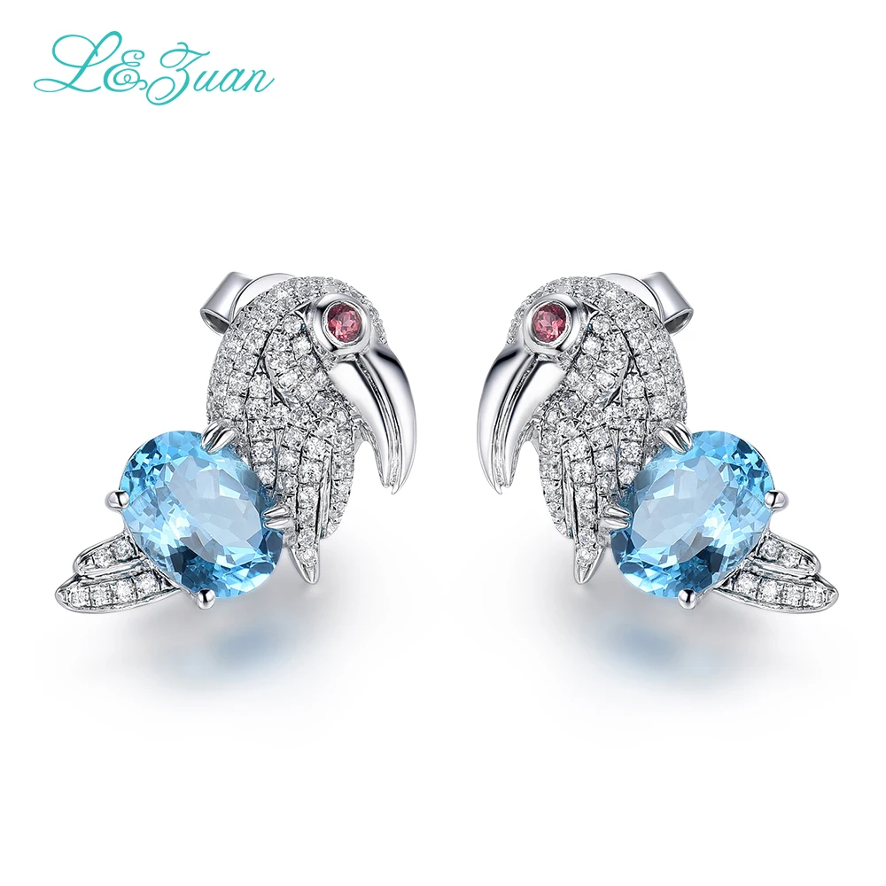 

Fashion Jewelry 925 Sterling Silver Romantic Natural Topaz Blue Stone Stud Earring for Women Jewelry gift Boucle doreille