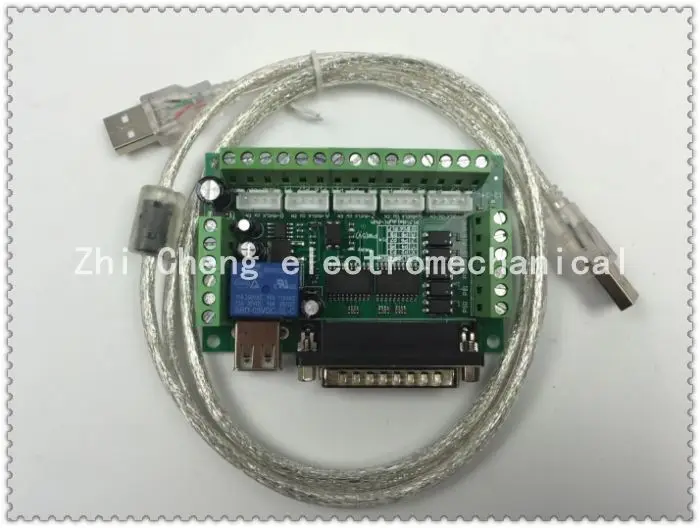

5 Axis CNC Interface Adapter Breakout Board For Stepper Motor Driver Mach3 + USB Cable, mach3 CNC controller