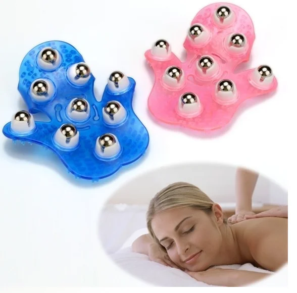 9 Steel Massage Rolling Balls Massage Glove 360 degree Manual Hand