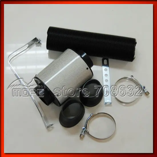 Специальное предложение 76 мм " черный Угольный воздушный фильтр с гибкой трубкой+ ABS Adpater+ силиконовый шланг