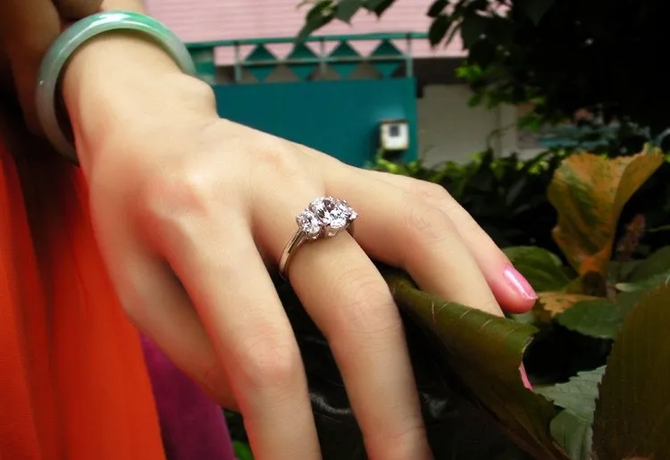 Boho золото Кольца для девочки три Камни 2.41 Ct Алмаз женский Обручение кольцо au750 ювелирные изделия навсегда любовь Promise Ring