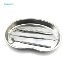 Dental Medical Instrument Stainless Steel Pick Inspection Mirror Explorer Tweezer Tray Dentist