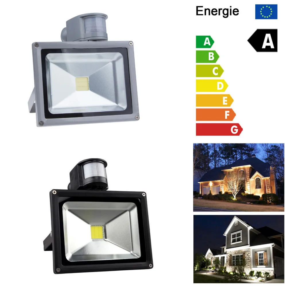 

10W 20W 30W 50W PIR Sensor LED Floodlight White AC85-265V Flood Light Outdoor Lighting Lamp Black/Silver Shell Aluminum