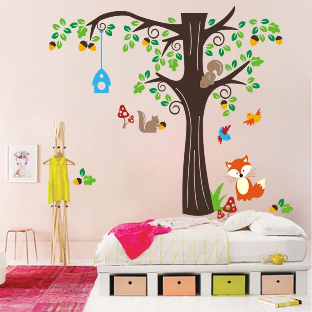 Por Corner Tree Decal Lots From Extra Large One Corner Of The Forest Wall Decals Sticker Playing Under Tree Mural
