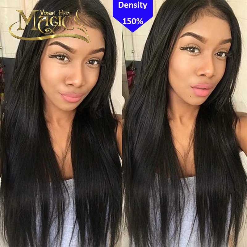 Glueless Full Lace Wig Raw Indian Straight Hair Density 150 Front Lace