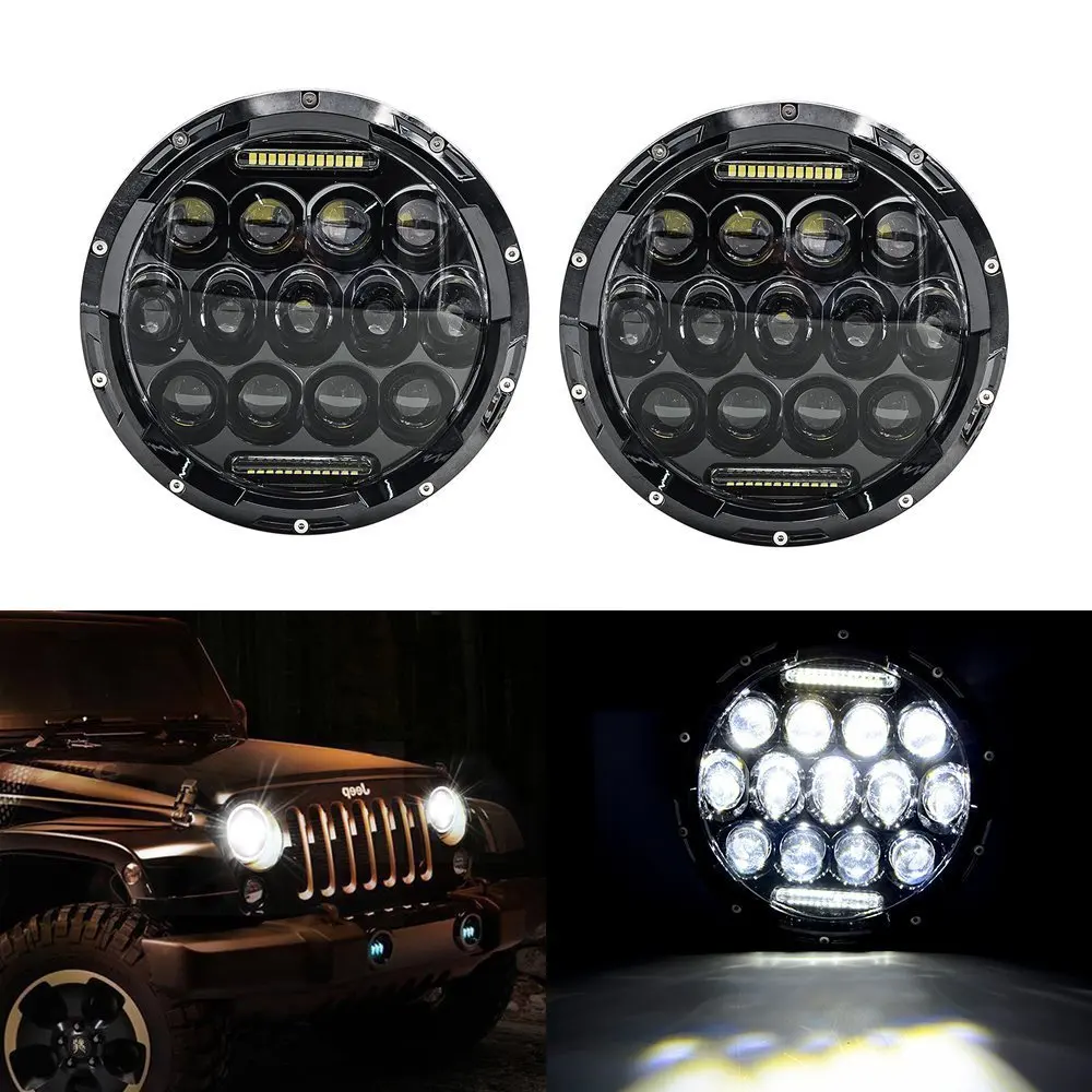 2 шт. 75 Вт 7 дюймов круглый Halo светодиодный фонарь с DRL Hi/lo луч 1997-2016 для Jeep Wrangler Jk TJ