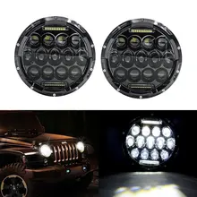 2PCS 75W 7inch Round Halo LED Headlight lamp with DRL Hi/lo Beam for 1997-2016 Jeeeep Wrangler Jk TJ Harley Motorcycle