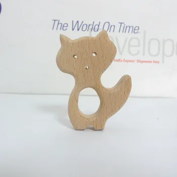 

10PCS FOX Handmade Natural Newborn Beech Wooden Teether Toys