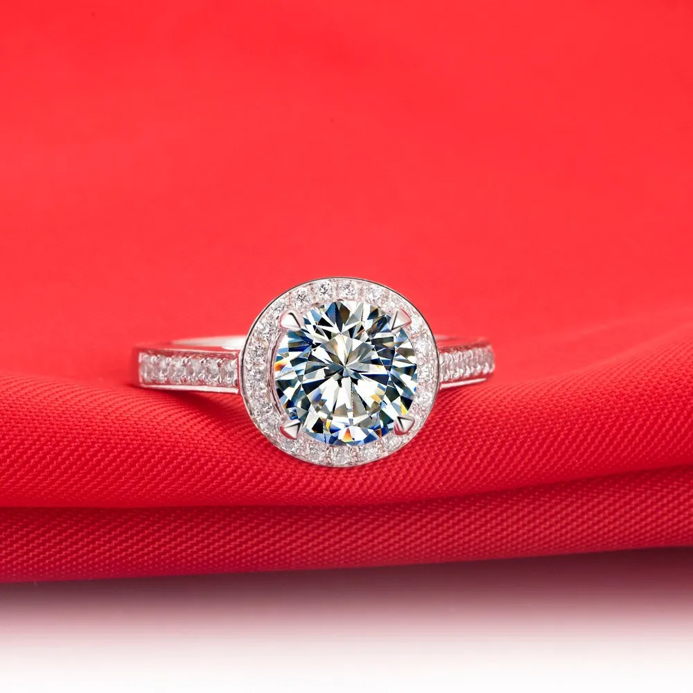 1.5CT классическое круглое кольцо с бриллиантами из искусственных алмазов для женщин обручальное чистое серебряное кольцо покрытие из белого золота обручальное кольцо