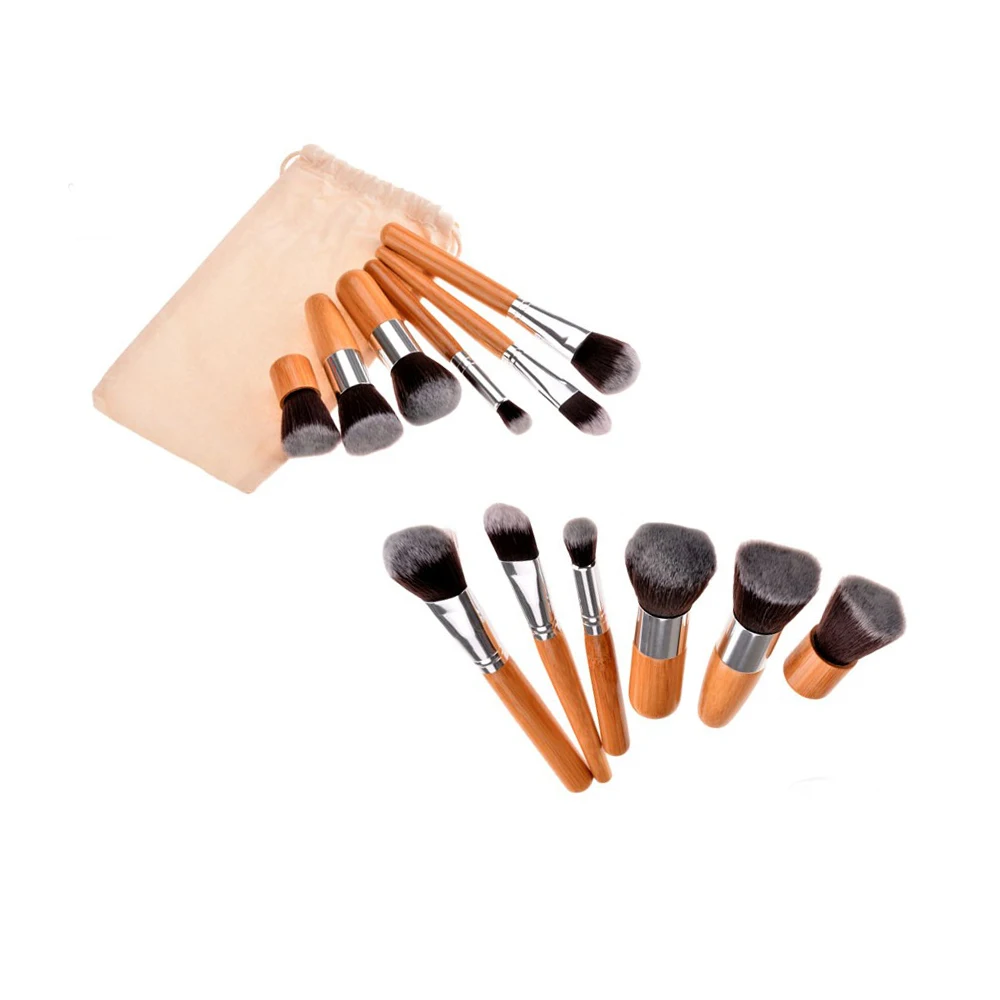 

6PCS Make Up Brush Tool Kit With Bag Natural Eco-friendly Bamboo Professional Brushes Synthetic Hair Makeup Brushes Set +Bag