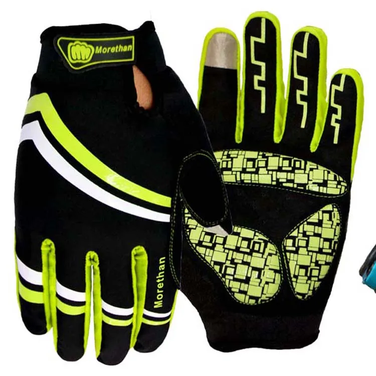 Fluorescent Yellow Morethan бренд дорожный велосипед дышащий Длинный палец Зимние перчатки женские - Цвет: Fluorescent Yellow
