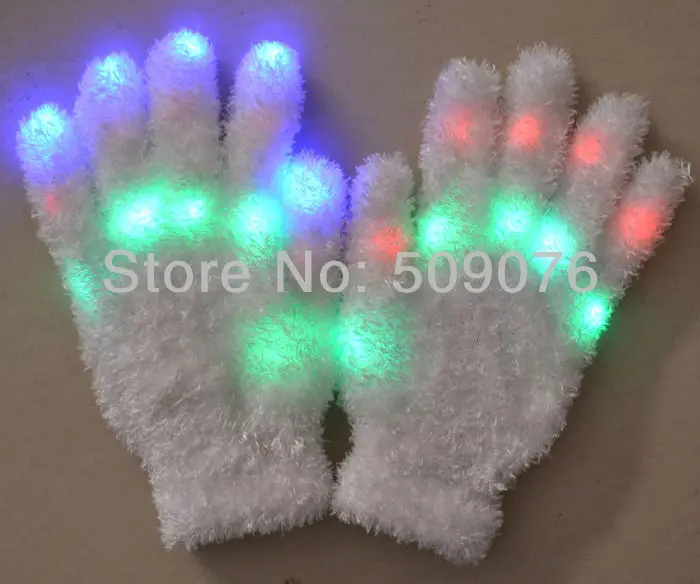 2 шт./1 пара, волшебный белая перчатка Радуга вспышки пальца светодиодный перчатки унисекс светильник на палке Перчатки варежки, Лидер продаж - Цвет: Maomao gloves