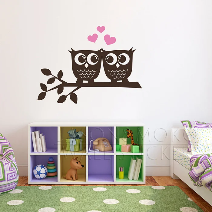 Совы в любви Наклейка на стену-Сова Wall Art Средний стены винила srickers 75*100 см Бесплатная доставка