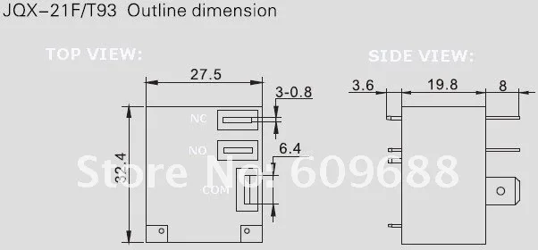 PCB реле JQX-21F(T93), реле с мощным серебряные контакты