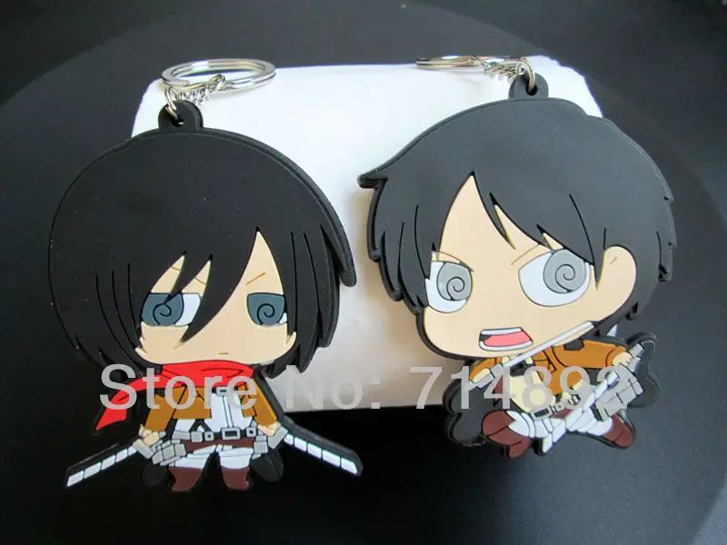 500 шт. фигурки Титанов брелки Levi/Mikasa/Armin/Eren/Titan ПВХ игрушки DHL/FedEx