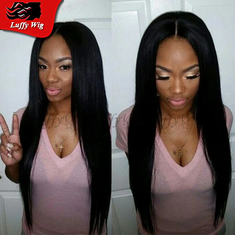

Glueless Virgin Indian Human Hair Lace Front Wigs 4*4 Silk Base Full Lace Wigs Silk Straight Silk Top Wigs For Black Woman