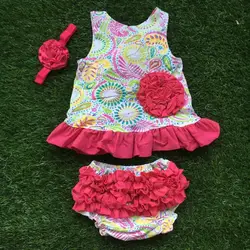 Новый дизайн детские качели топ комплект младенческой малыша наряды ярко-розовый цвет рябить промах с оголовье