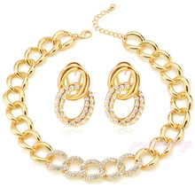 Mytys Plateó Sistemas de La Joyería Grande del Acoplamiento de Cadena Collar y Pendientes Establece Cristal juegos de Joyas CN179