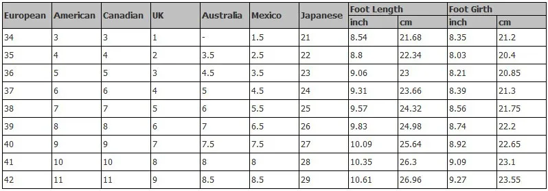 Aliexpress Shoe Size Chart