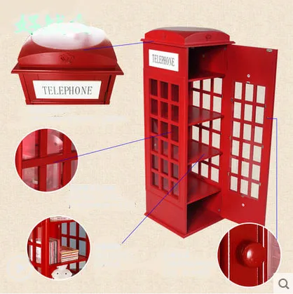 Британский стиль, телефонная будка, винтажный детский креативный книжный шкаф, книжная полка, простой шкаф, украшение для магазина, полка