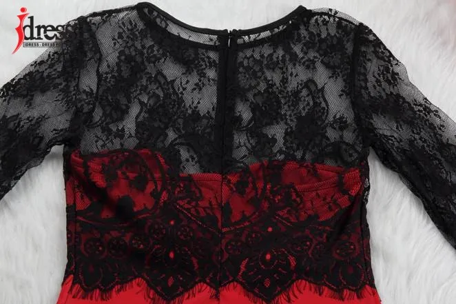 LACE PATCHWORK KNEE LENGTH WORK TO WEAR WOMEN DRESS (8)