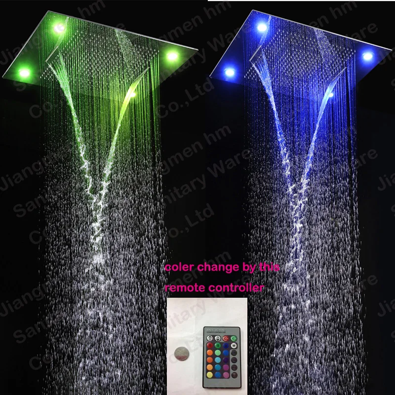 Luxurious LED Shower System Ceiling Mount Rain Head set big rain shower head,dual rain and waterfall shower sets