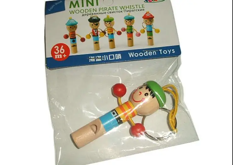Детские деревянные игрушки, музыкальные милые Мультяшные маленькие свистки, звуковые Пираты, набор из 4 предметов, детские погремушки со свистком