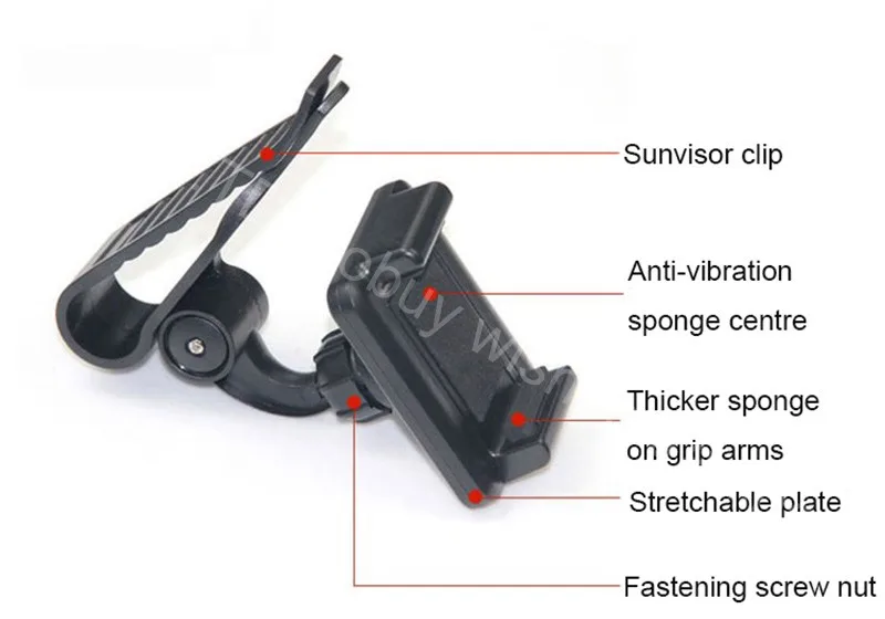 Автомобильный солнцезащитный козырек от солнца, защита от солнца, держатель для смартфона, вращающееся крепление 55-85 мм, регулируемая ширина, зажим, Мобильная подставка для сотового телефона, комплект