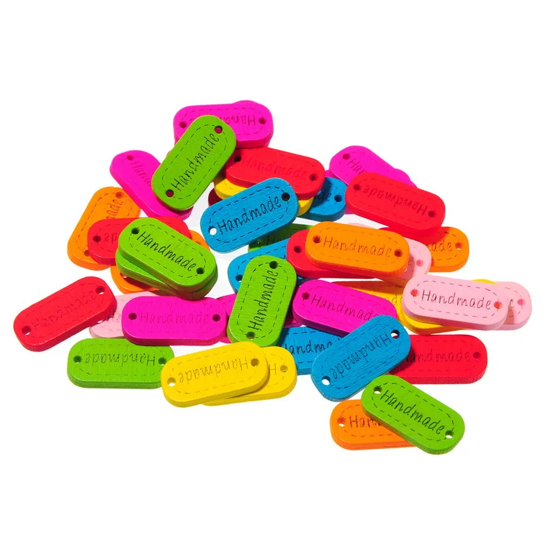 

40PCs NEW Natural Wooden Scrapbooking Buttons DIY Craft Carved Handmade 2 Holes Sewing Accessories Colorful Random Mixed 24x12mm