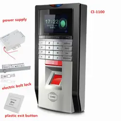 Ci-1100 Фингерпринта контроллер доступа + питание + двойная линия Электрический домофоны + пластиковые кнопка выхода