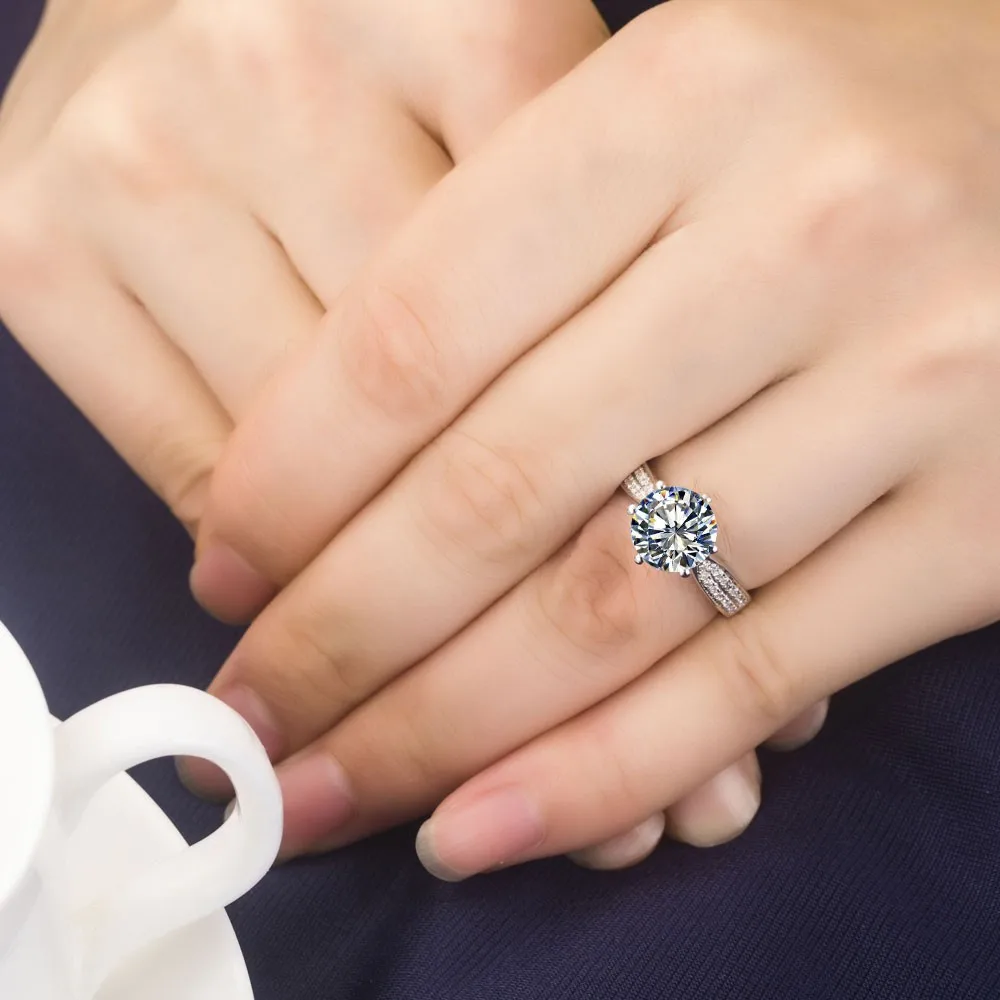 1 карат Роскошное Качество Свадебные синтетические кольца Daimonds 925 серебро обручальное кольцо юбилей женский браслет с инкрустированием
