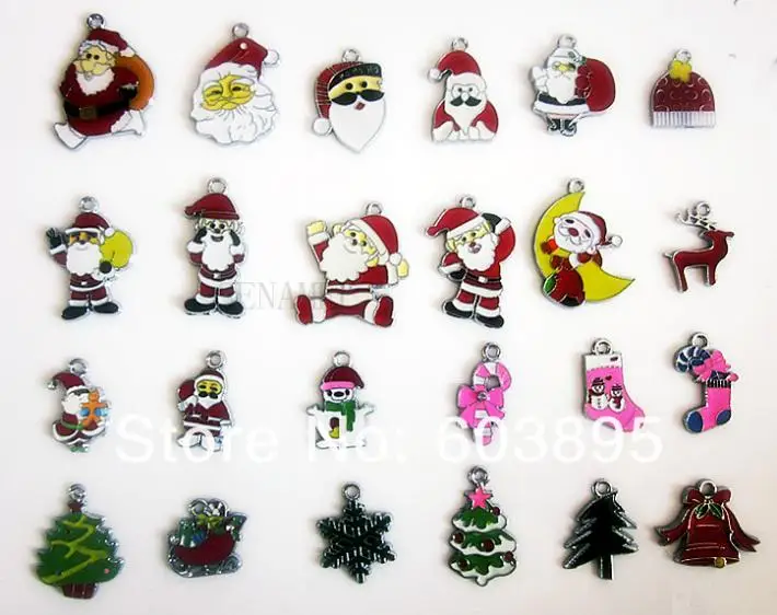 R955651C! hristmas дробит 200pcsxsilver Тона Mix Уникальная Эмаль Рождественские Подвески Подвески EKmix1