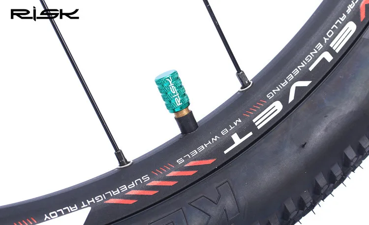 Зеленый Риск Mtb/дорожный велосипедный клапан крышка Al 7075 CNC Американский клапан шины крышка велосипед аксессуары 5 шт./лот - Цвет: Зеленый