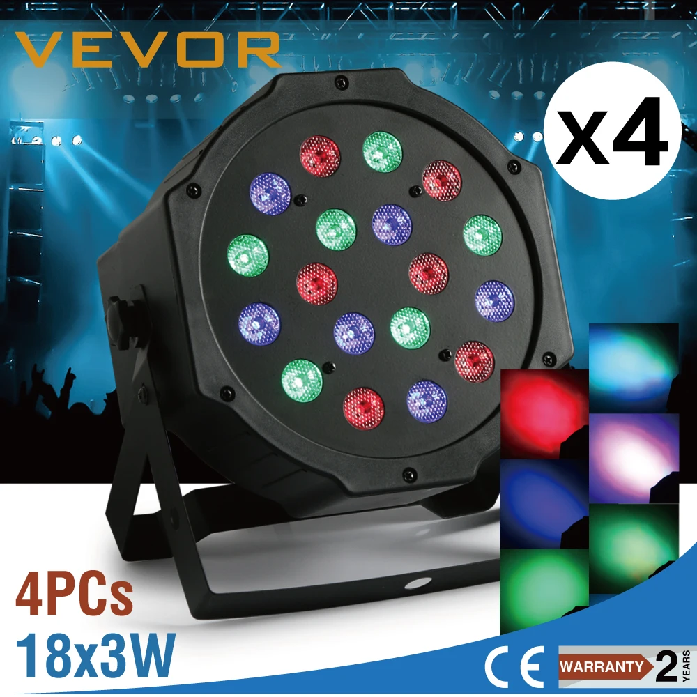 

4Pcs 18x3W Par LED Stage Light Bar Sound Active