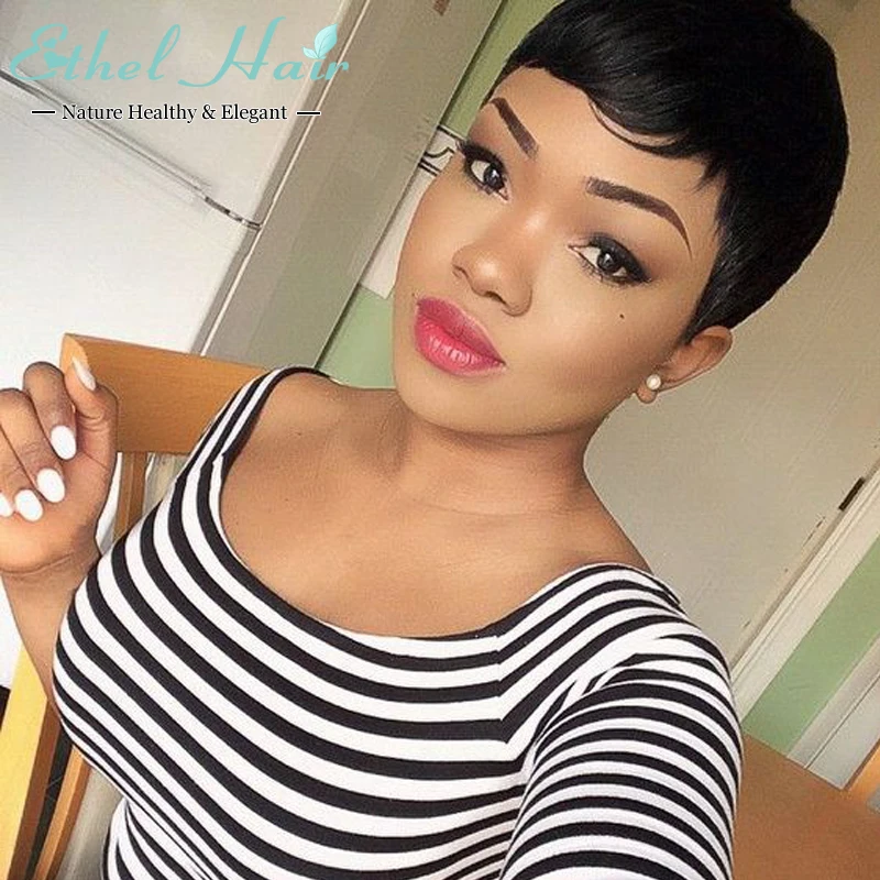 Best Short Full Lace Human Hair Wigs With Bangs Virgin Brazilian Glueless Human Hair Lace Front Wig For Black Women