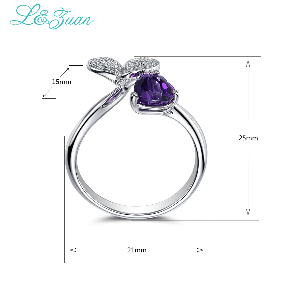

Simple Cute Design Fashion Purple Sterling Silver Jewelry Ring Natural Amethyst Purple Stone Prong Setting For Trendy Woman Ring