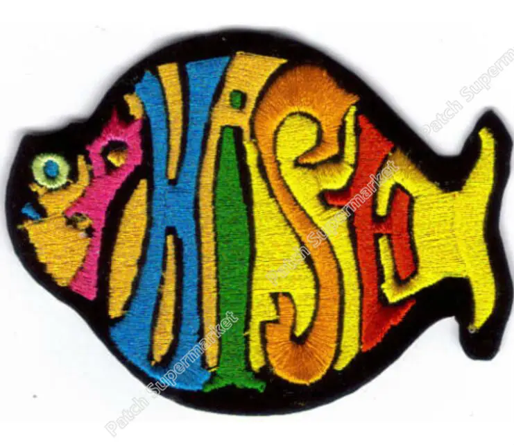 4,2" PHISH FISH многоцветная музыкальная полоса Железный на патч рокабилли логотип переводный образец аппликации Рок Панк значок