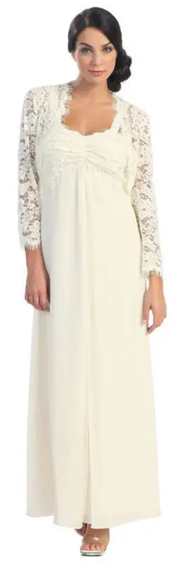 2013 плюс размер vestidos formales шифоновое свадебное платье с длинными рукавами платья для матери невесты с кружевной курткой