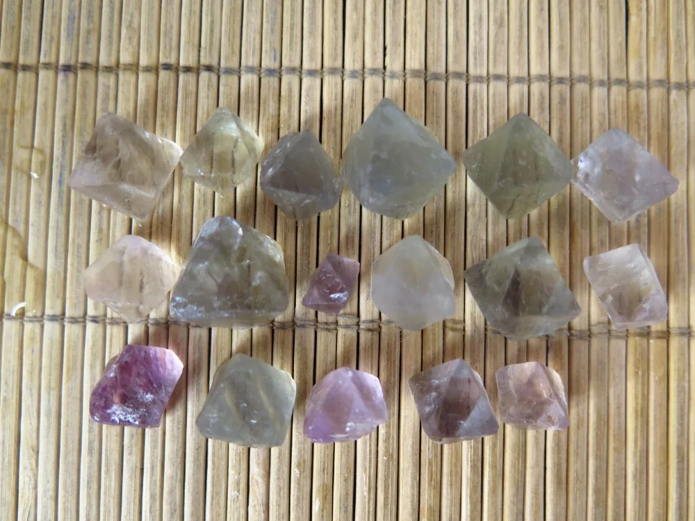 

55g natural quartz fluorite crystal octahedron Colorful Octahedron Fluorite Crystal Rough Mineral Specimen China 15-663