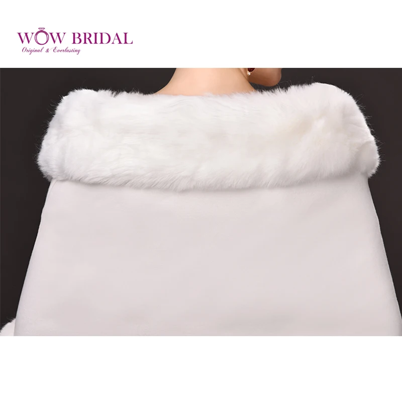 Wowbridal Изящные Белые Свадебные Wrap Покорной Искусственного Меха Крест Крест Лацкан Шаль Свадебное Пальто Аксессуары
