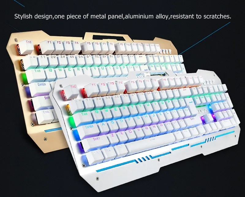 Металлическая панель 104 ключ USB Проводная Радуга/RGB подсветка эргономичная Механическая игровая клавиатура Kailh черный/синий/красный/коричневый Переключатели