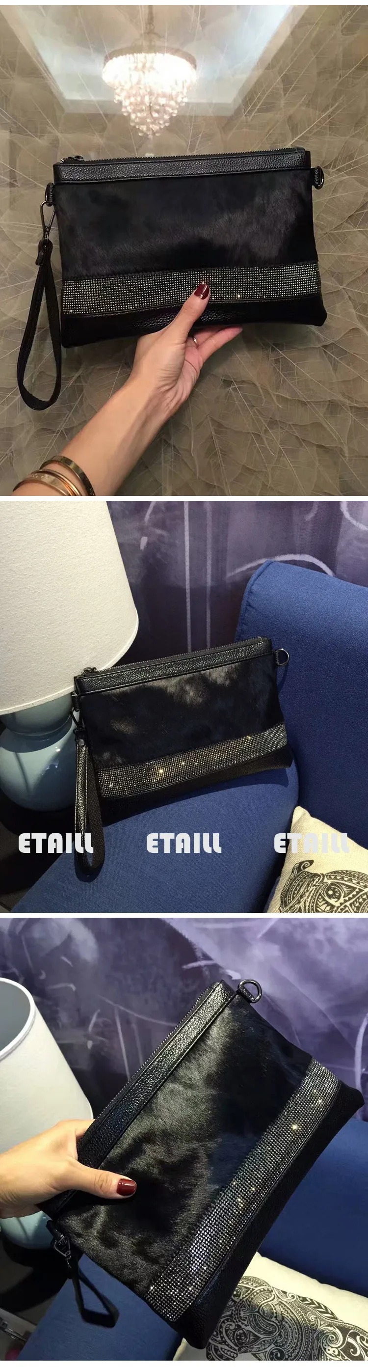 horse hair real leather bag