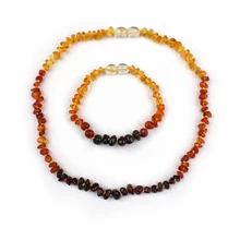 Arco iris de Colores Pulsera de Ámbar Báltico Natural Certificada Bebé Masticar y La Dentición Collar de La Joyería Set de Regalo Para Bebé Niños