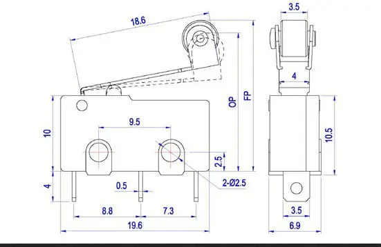 100 шт. Микровыключатель KW4 концевой выключатель 3pin n/o n/c микро-переключатель