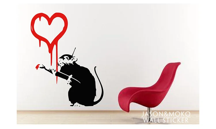 Banksy маляр крыса стикер на стену домашний декор наклейка для дома Настенная настенные наклейки, 70*90 см
