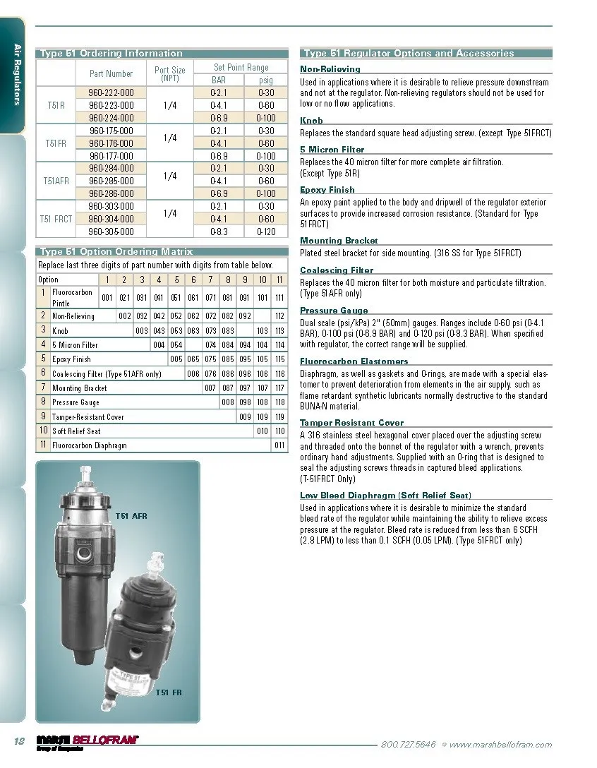 960-177-000 Регулятор давления типа 51 0-100PSI 1/4NPT
